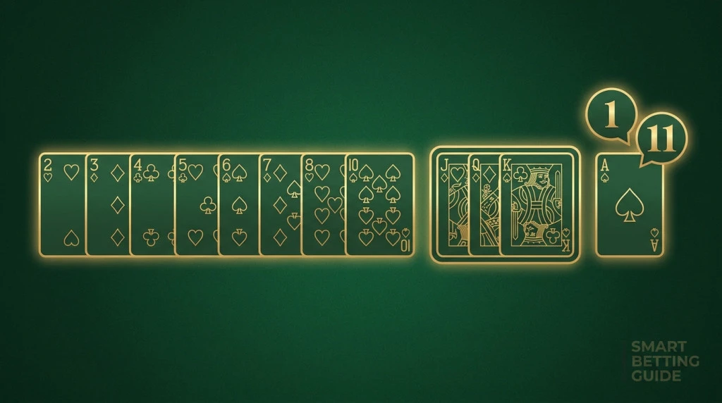 Blackjack Card Values Explained: Aces, Face Cards, and Number Cards blackjack-kortu-vertes-tuzas-paveikslelio-kortos