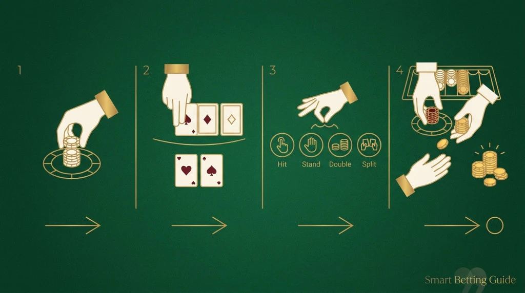How Blackjack Is Played: Step-by-Step Game Flow blackjack-game-flow-steps-bet-deal-play-payout